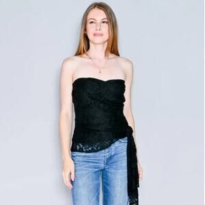 ANTHROPOLOGIE x MARE MARE NWT Black Lace Strapless Blouse // S